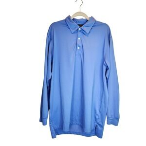 Dunning Golf Mens Long Sleeve Polo Shirt Light Blue Performance Size Large
